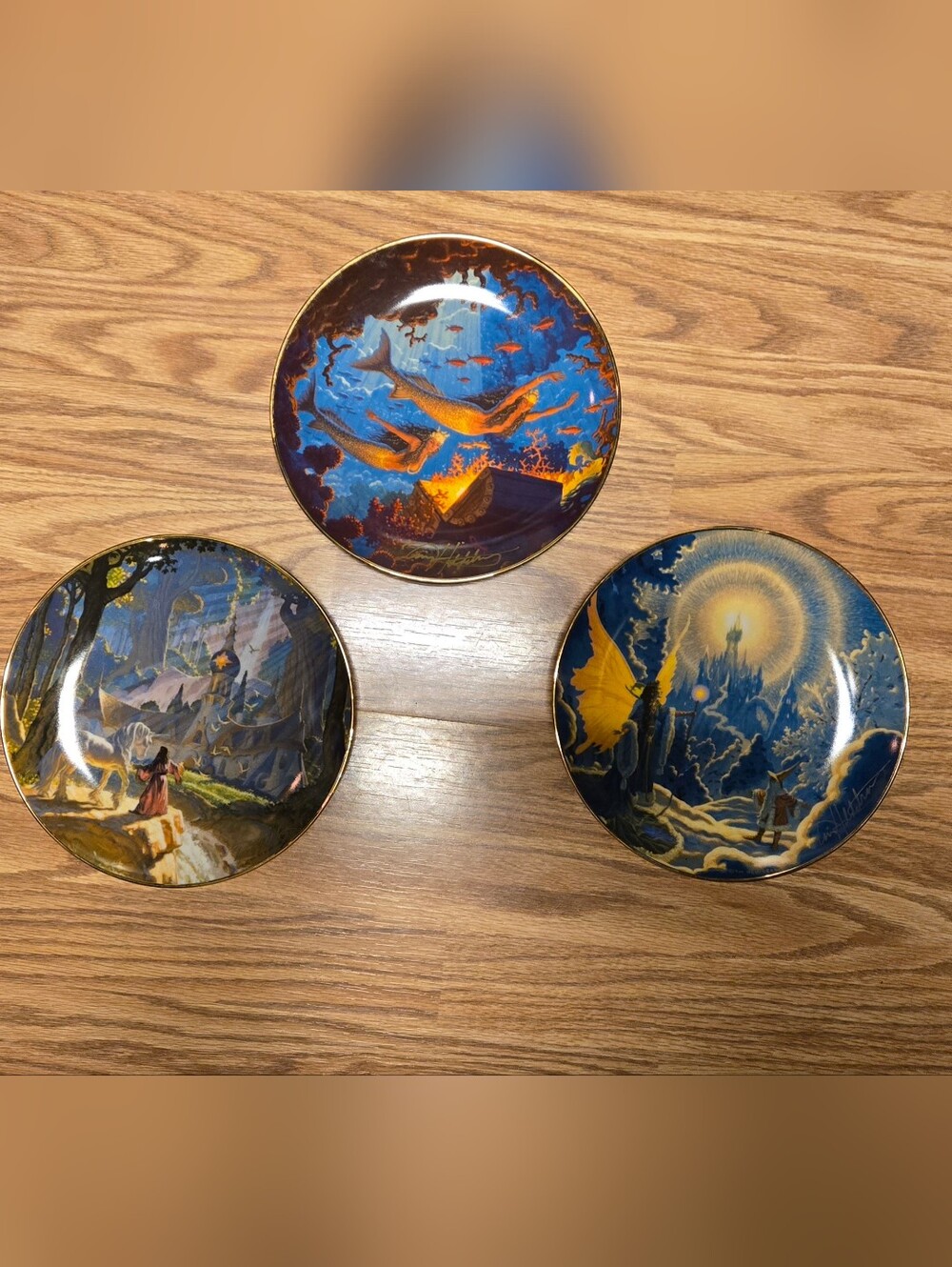 Fantasy Plate Set Blue And Gold Realms Of Wonder Series By Tim Rita Hildebrandt